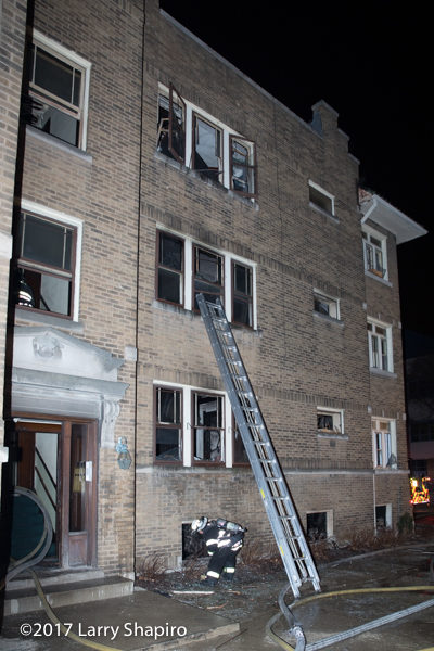 aftermath of apartment building fire in Oak Park