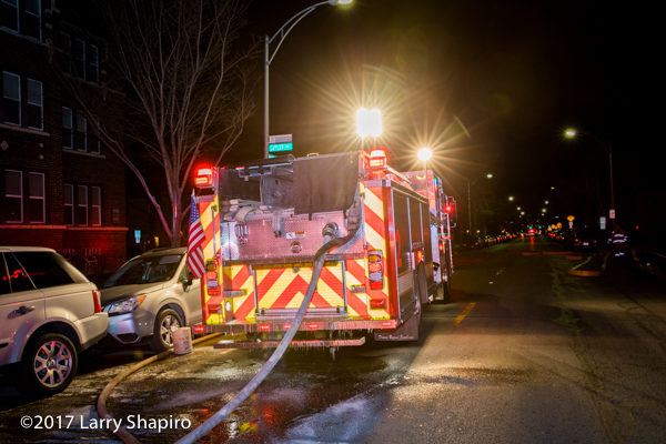 Oak Park HME Arenas Fox fire engine at night fire scene