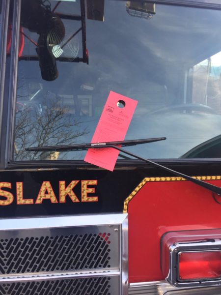 parking ticket on fire engine