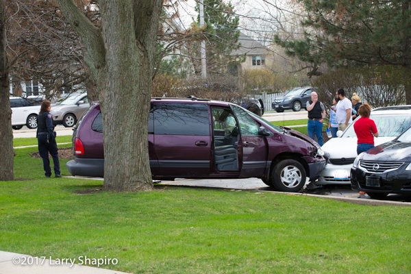 crash scene involving a minivan