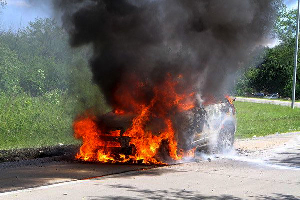 car engulfed in fire