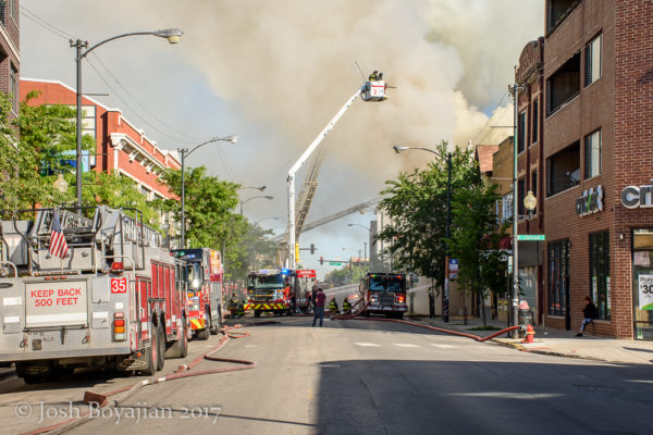 Chicago FD Squad 2A battling a fire