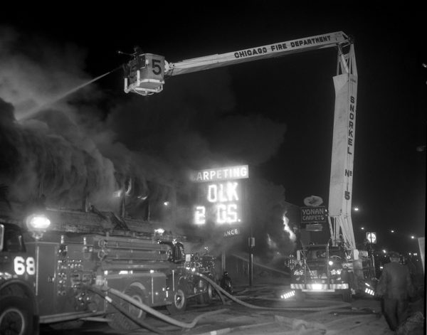 5-11 alarm fire in Chicago 2/26/72 Polk Brothers Furniture