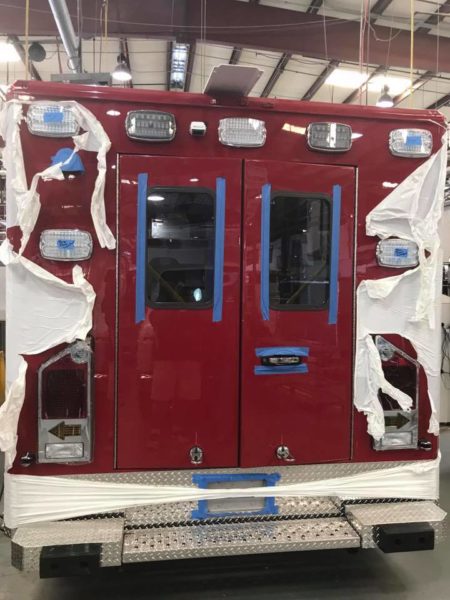 rear of ambulance being built