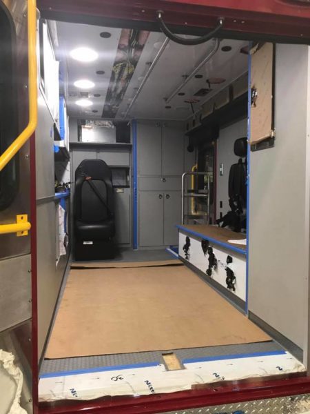 interior of ambulance being built