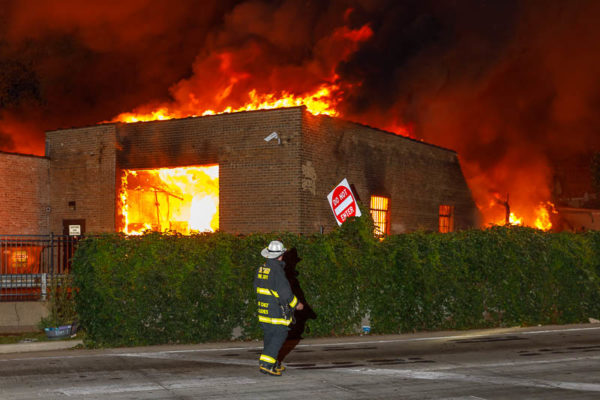 fire chief at massive building fire