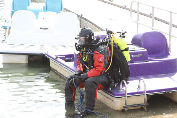 fire department diver at work