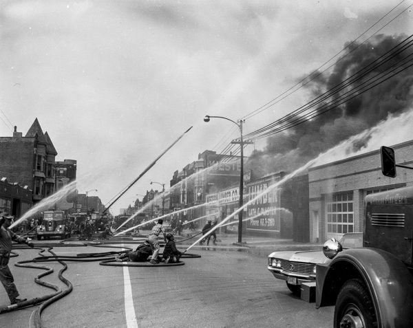 historic fire scene photo in Chicago