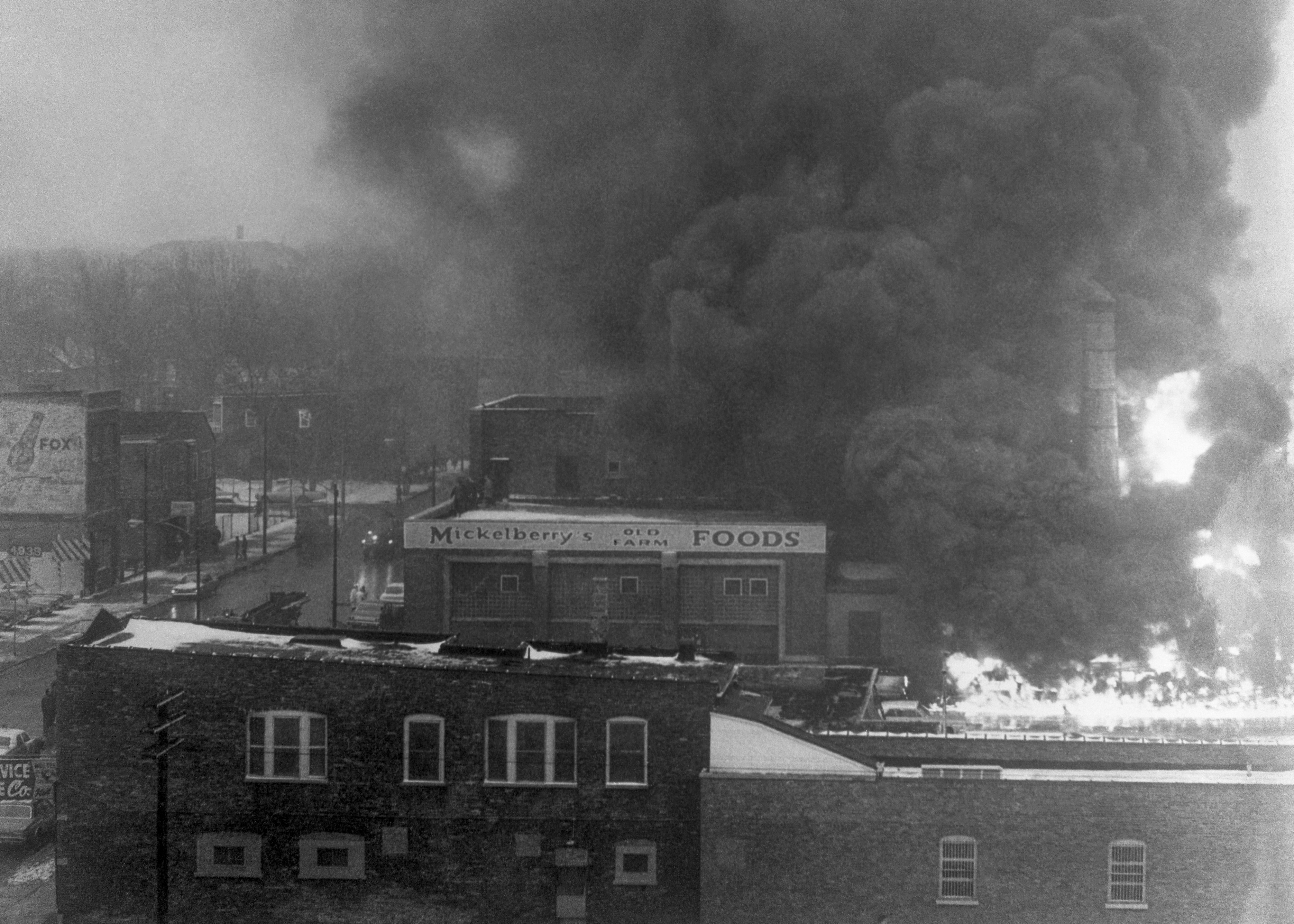 early photo of the Mickelberry fire in Chicago 