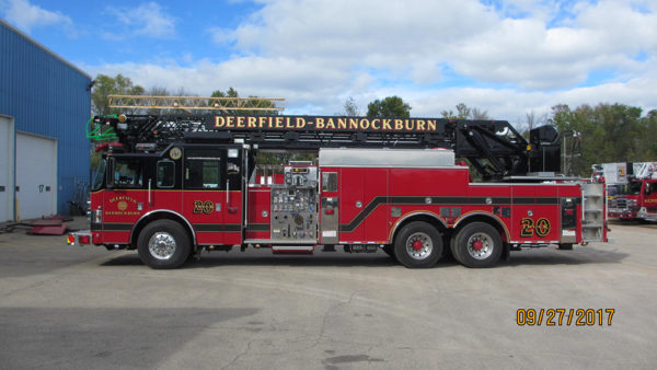 Deerfield Bannockburn FPD Truck 20 after being refurbished by Pierce