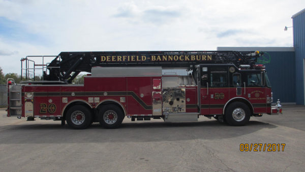 Deerfield Bannockburn FPD Truck 20 after being refurbished by Pierce