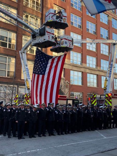 Chicago firefighters at walkout for Chief Michael Fox