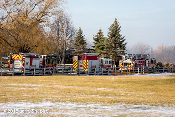 fire trucks at barn fire
