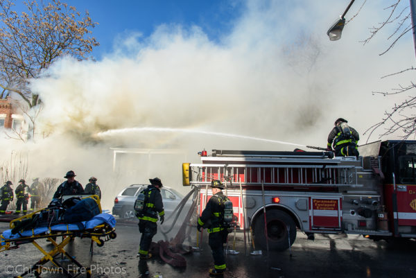 deck gun used on house fire