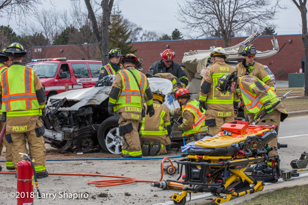 Buffalo Grove Firefighters cut trapped driver from car