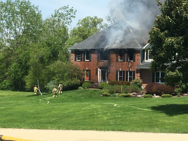 Photo from Facebook of a 2-Alarm fire at 40096 N. Goldenrod Lane in Wadsworth, the Newport Township FPD 5/24/18