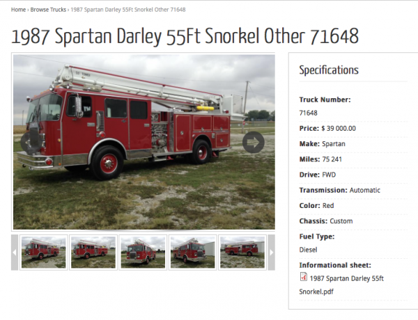 former Orland FPD 1987 Spartan Darley 55' Snorkel for sale