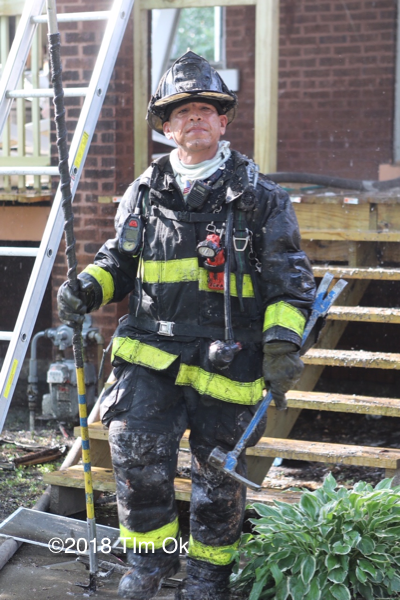 Chicago Firefighter after battling a fire
