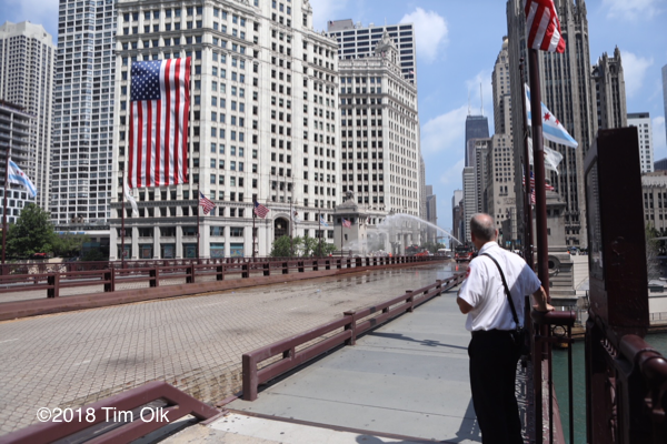 Chicago Firefighters cool bridge on hot day