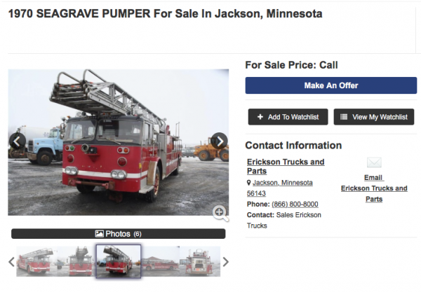 former Chicago Seagrave aerial ladder for sale