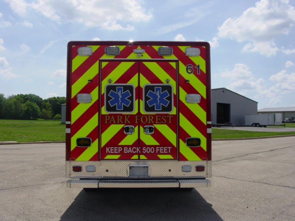 chevron striping on rear of ambulance 