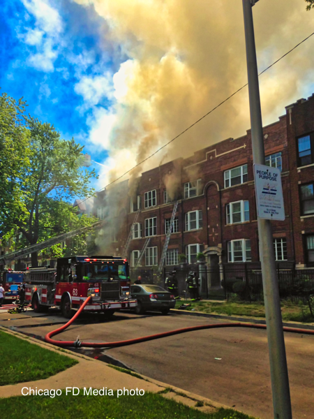 Chicago fire scene at 1421 E. 67th Place 