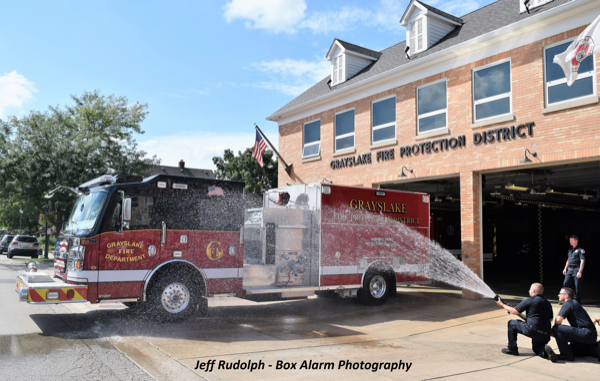 wetdown for new Grayslake FPD fire engine