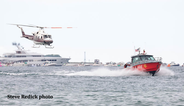 Chicago Fire Department helicopter and fire boat 