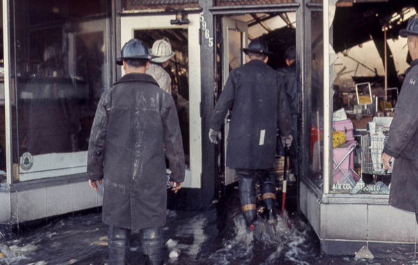 vintage Chicago fire scene photo from a Liquor store fire October 1970
