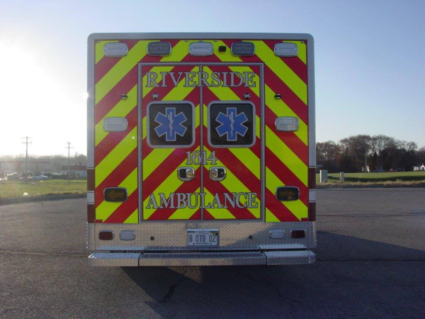 chevron striping on rear of new ambulance