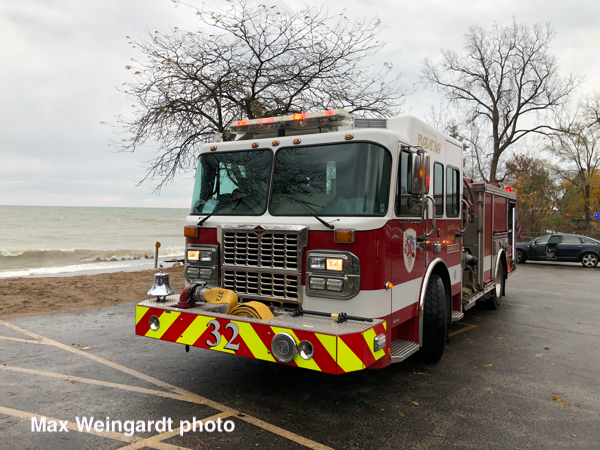 Firefighters at the scene of a water recovery in Highland Park IL