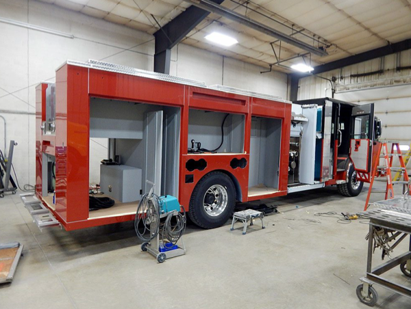 Alexis Fire engine being built for the Carol Stream Fire Distric
