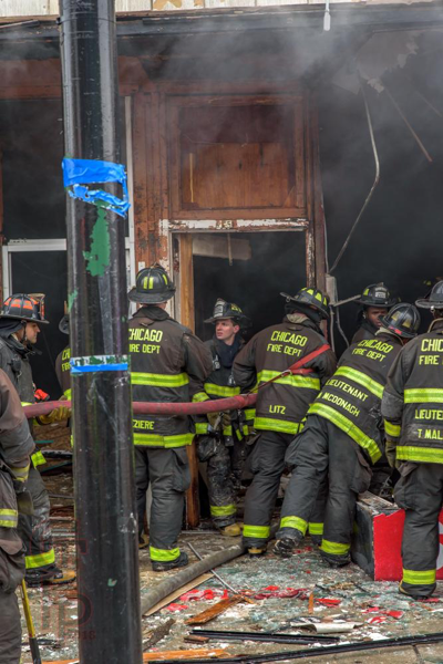 Chicago Firefighters battle a fire