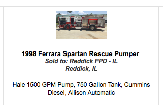 Redick FPD in Illinois purchased a used fire engine