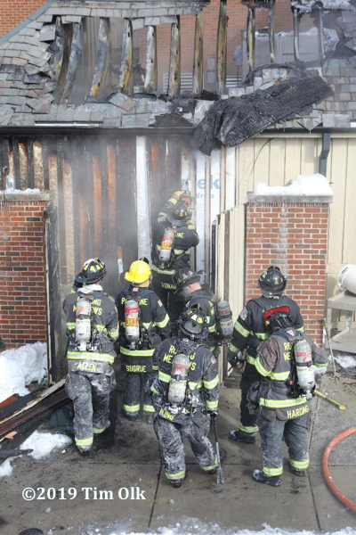 Firefighters overhaul after fire