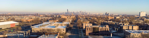drone photo of Chicago Skyline