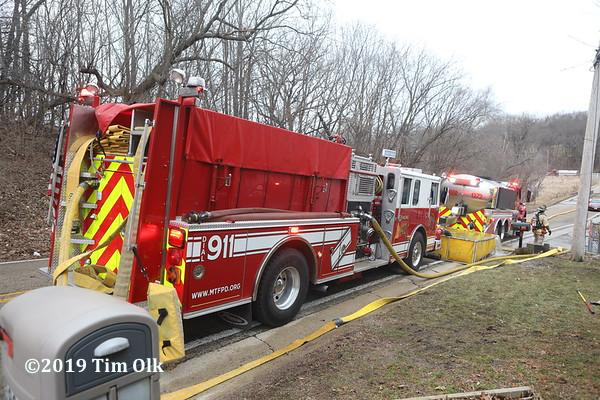 fire truck at fire scene