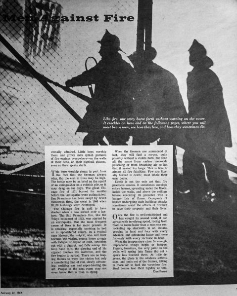 February 23, 1964 Chicago Tribune article on the Chicago Fire Department 