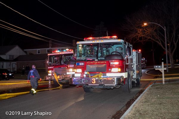 Arlington Heights FD Pierce Quantum fire engines at fire scene