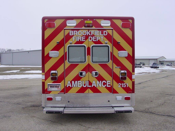 chevron striping on rear of ambulance