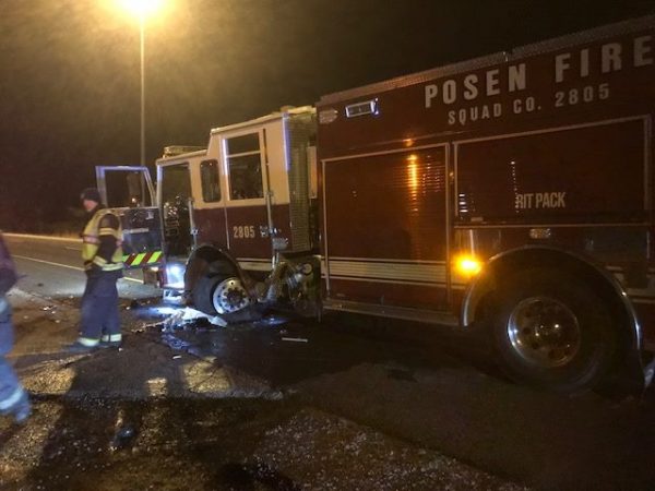 Posen FD fire engine struck by car on I57 at crash scene