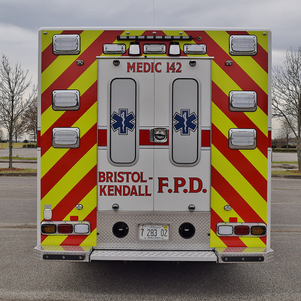 chevron striping on back of ambulance 