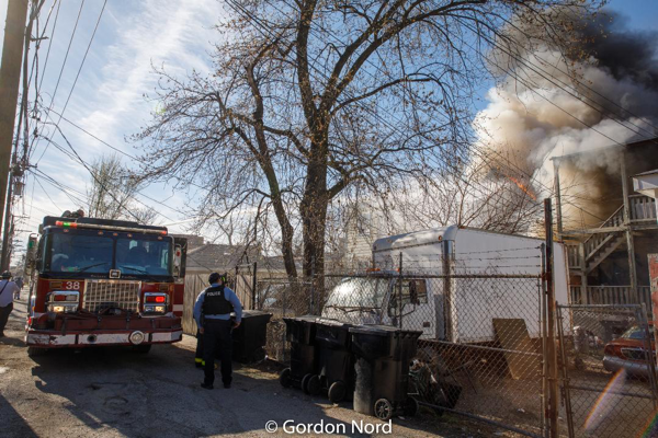 rear porches on fire in Chicago