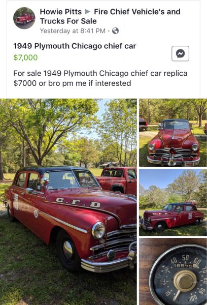 1949 Plymouth fire chief car from Chicago for sale