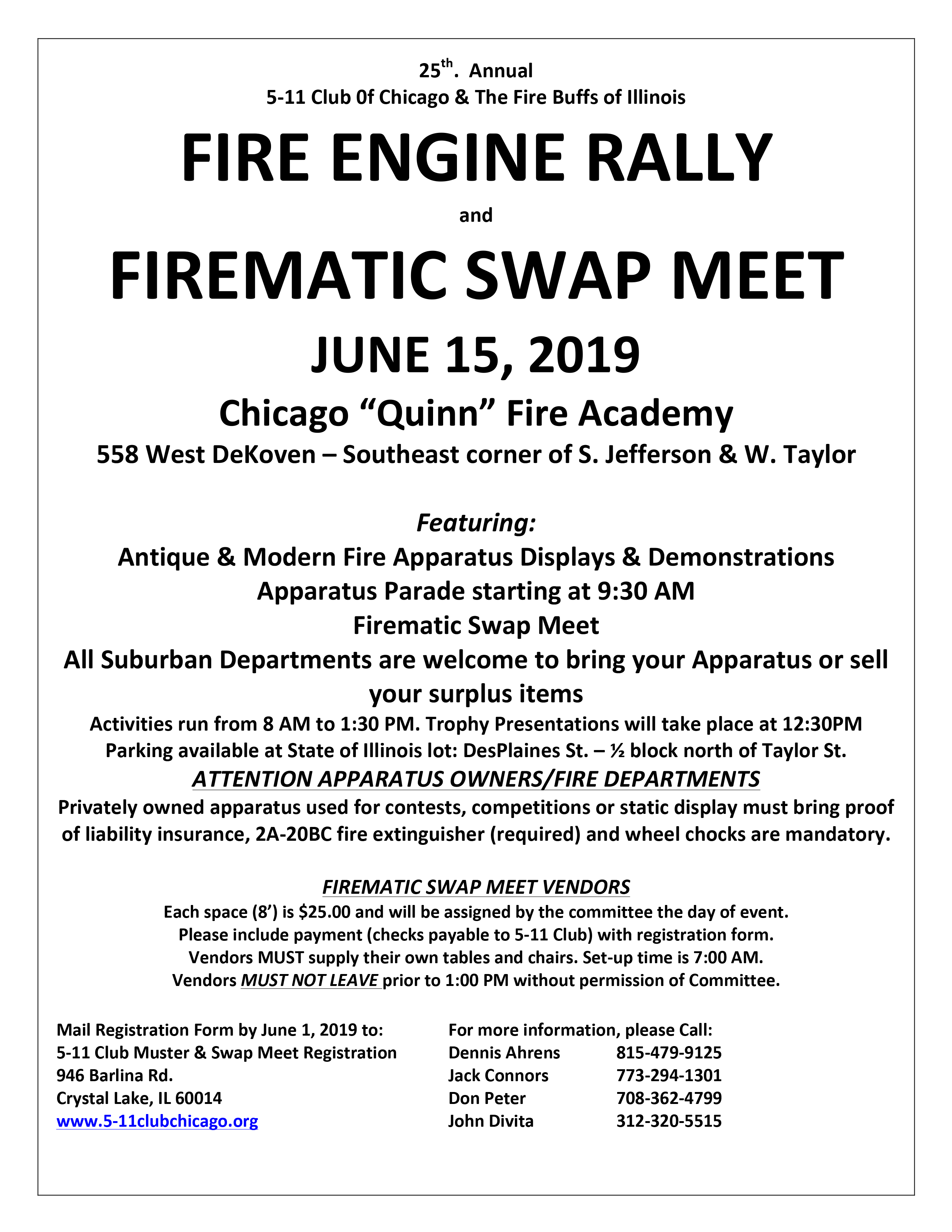 2019 Chicago Fire Muster and Swap Meet held at the Quinn Fire Academy