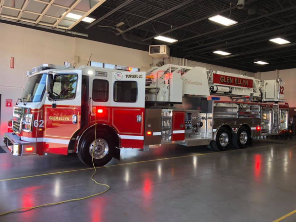 Glen Ellyn Volunteer Fire Company’s new Rosenbauer America mid-mount 100’ aerial platform
