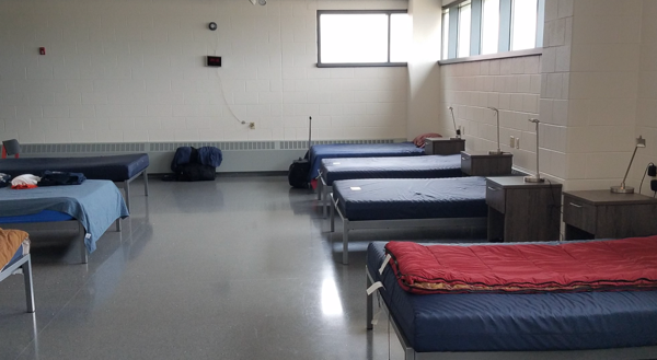 Bunk room in new airport fire station at O'Hare