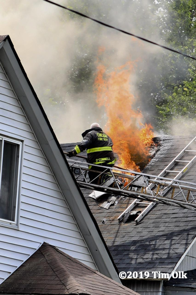 heavy fire vents through house roof