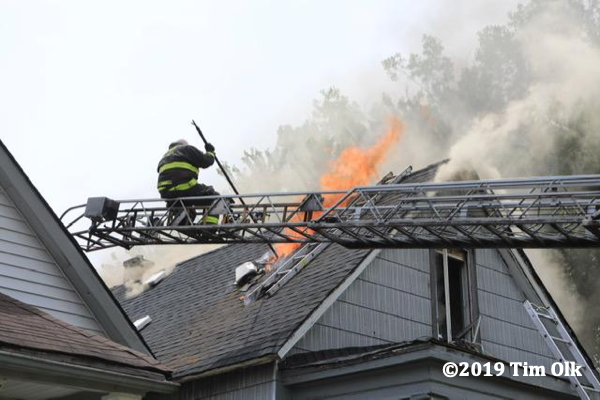 heavy fire vents through house roof