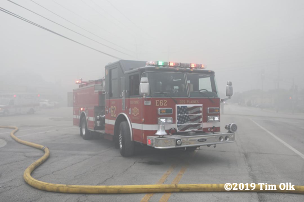 fire truck at fire scene